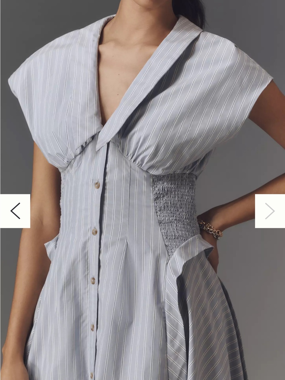Anthropologie Light Blue Pinstripe Midi Dress